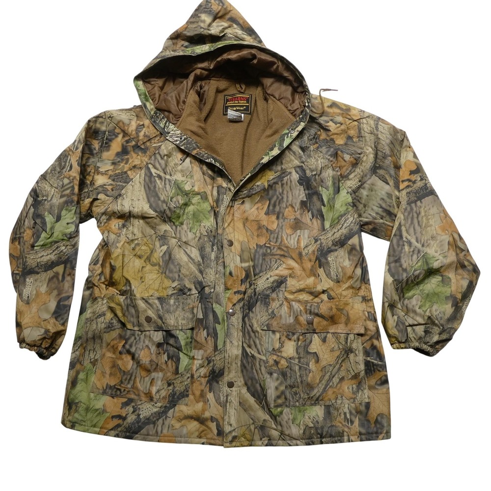 Stearns Jacket Mens Medium Brown Camo PVC Hooded Insulated Parka DryWear 8302